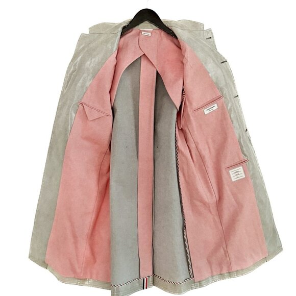 Thom Browne Blue Chambray Coated Cotton Coat - Picture 9 of 14